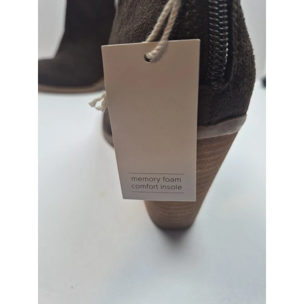 Joie Booties Womens 7.5M Brown Kayden Block Heel Back Zip Ankle Cowgirl Boot EUC
